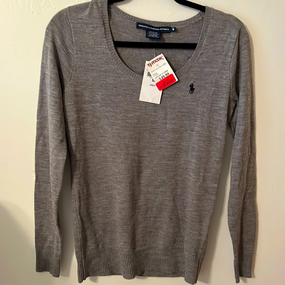 Ralph Lauren NWT gray 100% merino wool sweater